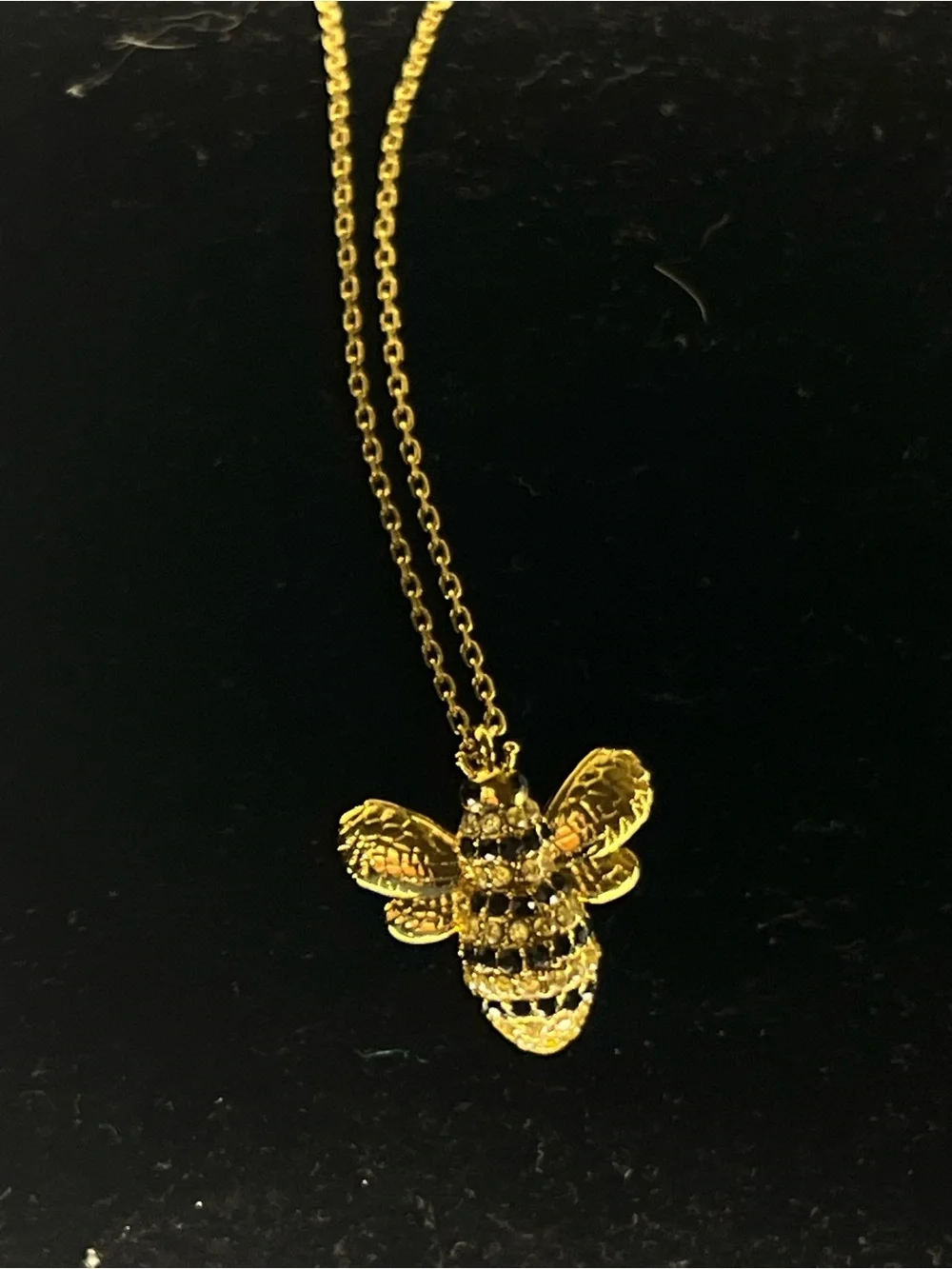 Kate Spade New York Bumblebee Pendant Necklace Gold Tone Pave Bee Charm
